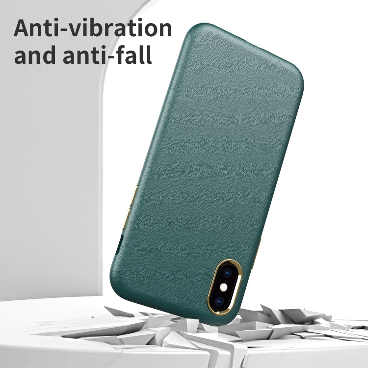 For iPhone X / XS Electroplating Leather Texture PC + TPU Shockproof Case