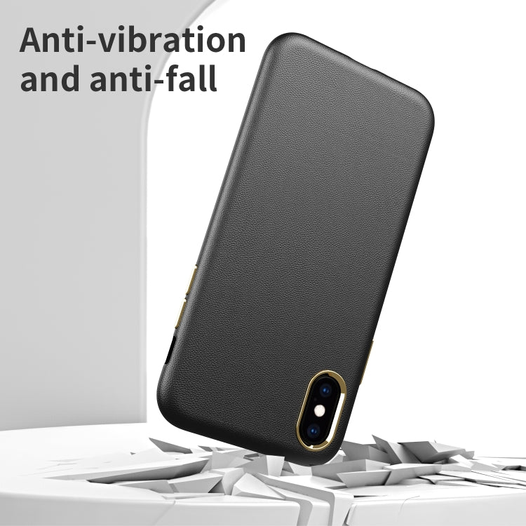 For iPhone X / XS Electroplating Leather Texture PC + TPU Shockproof Case