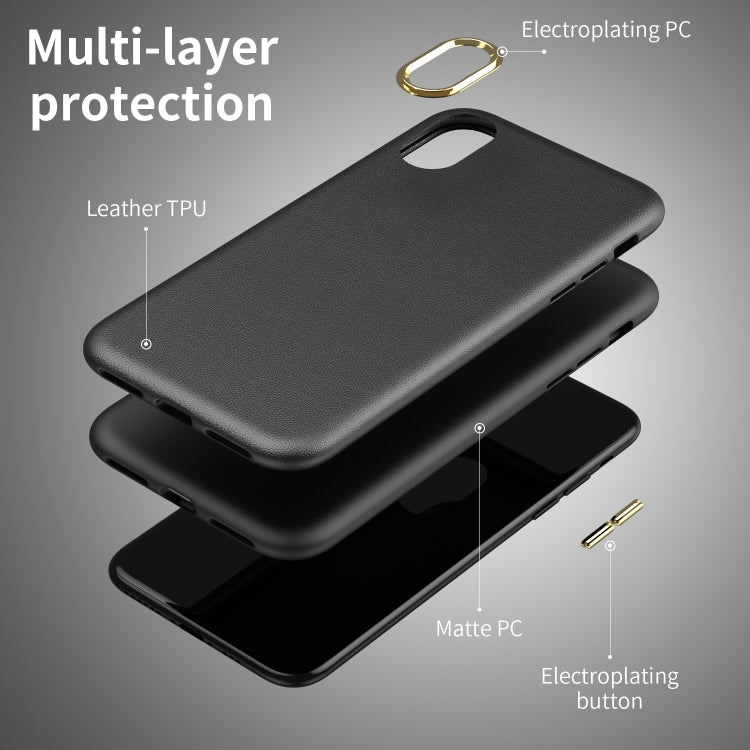 For iPhone X / XS Electroplating Leather Texture PC + TPU Shockproof Case