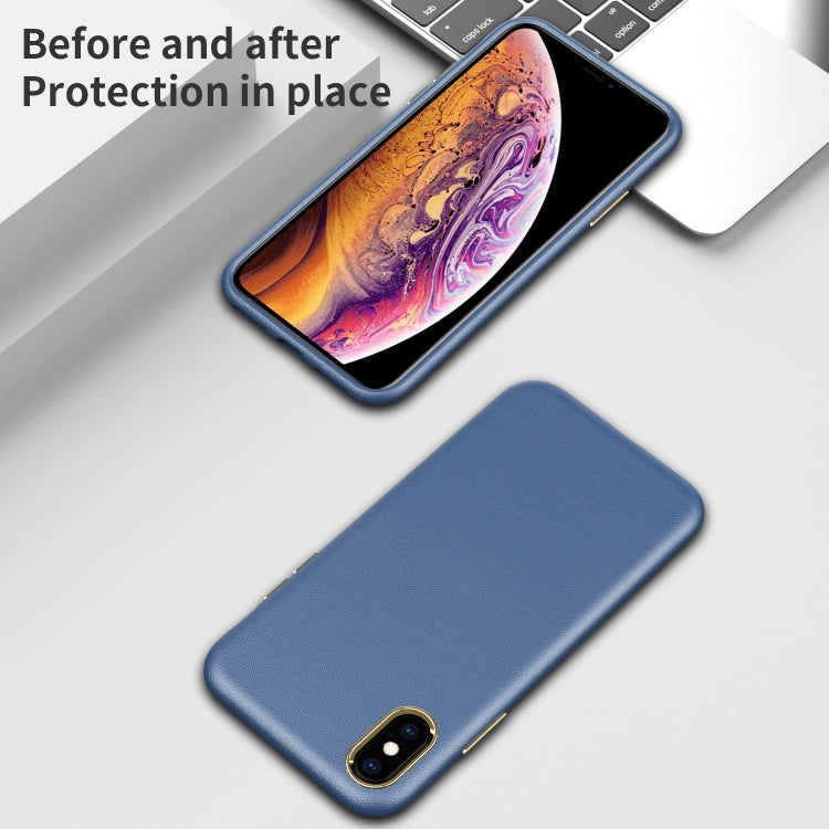 For iPhone XS Max Electroplating Leather Texture PC + TPU Shockproof Case