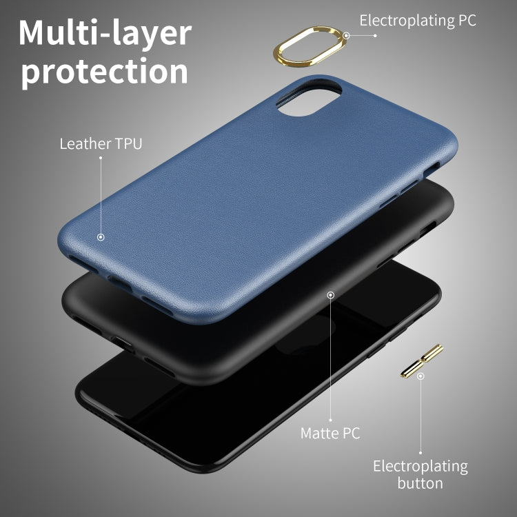 For iPhone XS Max Electroplating Leather Texture PC + TPU Shockproof Case