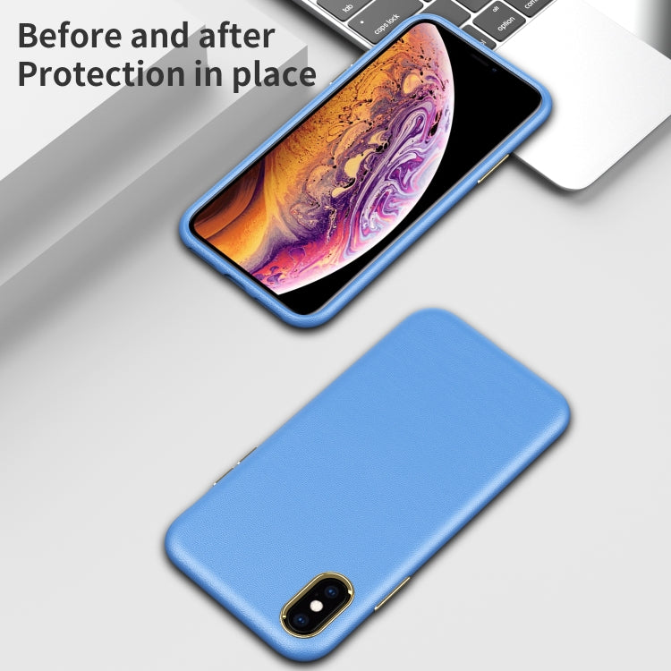 For iPhone XS Max Electroplating Leather Texture PC + TPU Shockproof Case