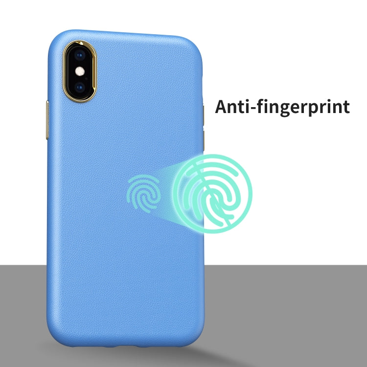 For iPhone XS Max Electroplating Leather Texture PC + TPU Shockproof Case