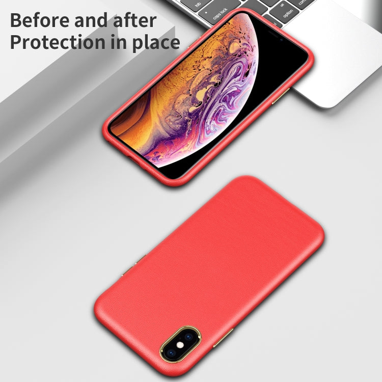 For iPhone XS Max Electroplating Leather Texture PC + TPU Shockproof Case