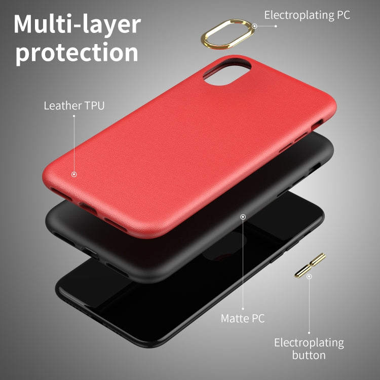 For iPhone XS Max Electroplating Leather Texture PC + TPU Shockproof Case