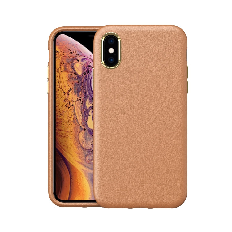 For iPhone XS Max Electroplating Leather Texture PC + TPU Shockproof Case