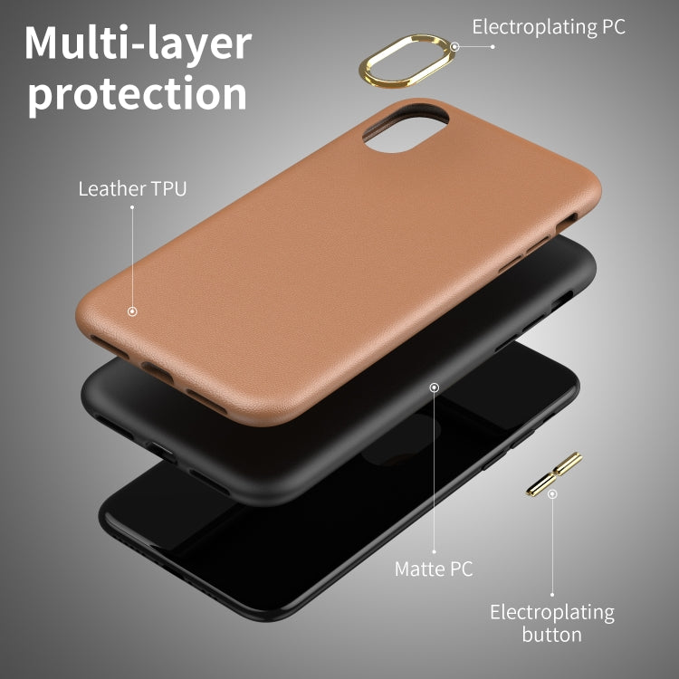 For iPhone XS Max Electroplating Leather Texture PC + TPU Shockproof Case