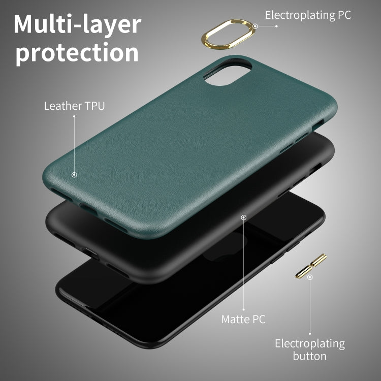 For iPhone XS Max Electroplating Leather Texture PC + TPU Shockproof Case