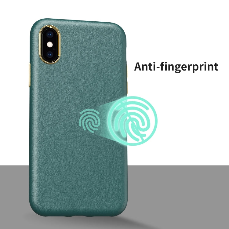 For iPhone XS Max Electroplating Leather Texture PC + TPU Shockproof Case