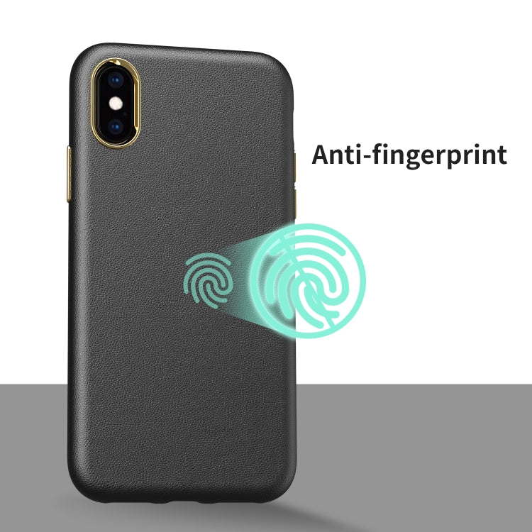 For iPhone XS Max Electroplating Leather Texture PC + TPU Shockproof Case