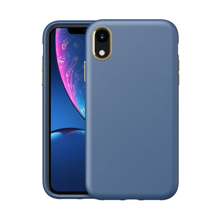 For iPhone XR Electroplating Leather Texture PC + TPU Shockproof Case