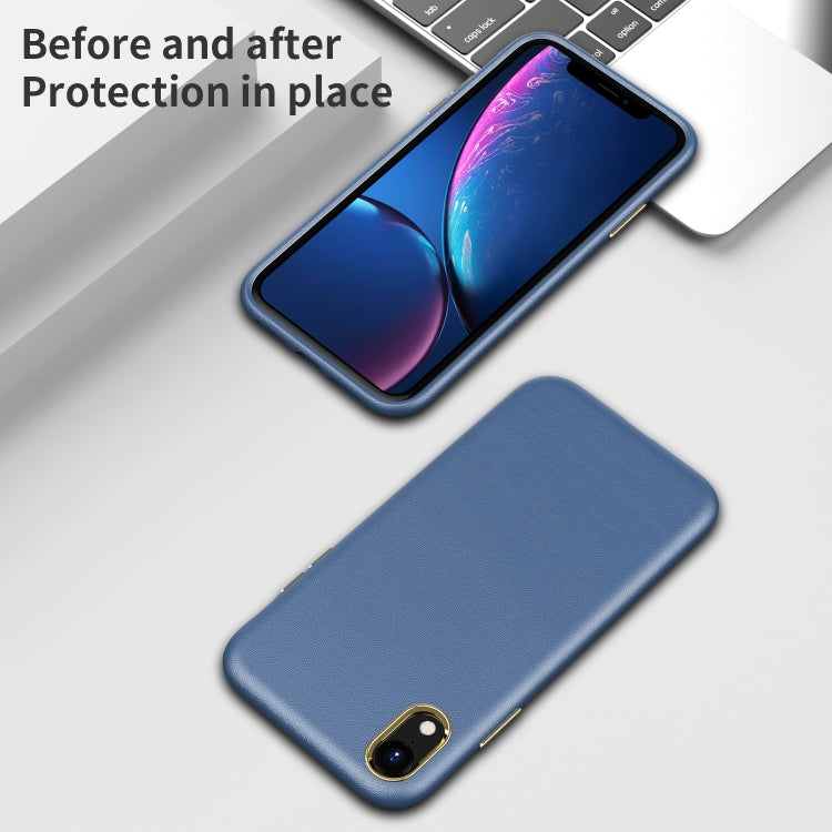 For iPhone XR Electroplating Leather Texture PC + TPU Shockproof Case