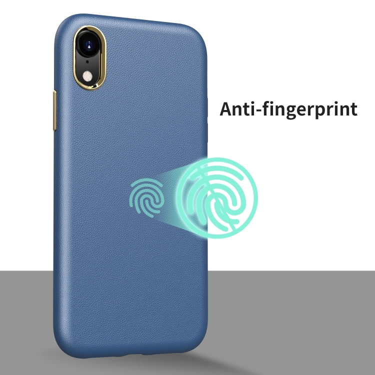 For iPhone XR Electroplating Leather Texture PC + TPU Shockproof Case