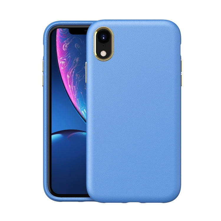 For iPhone XR Electroplating Leather Texture PC + TPU Shockproof Case