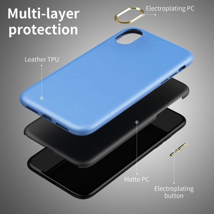 For iPhone XR Electroplating Leather Texture PC + TPU Shockproof Case