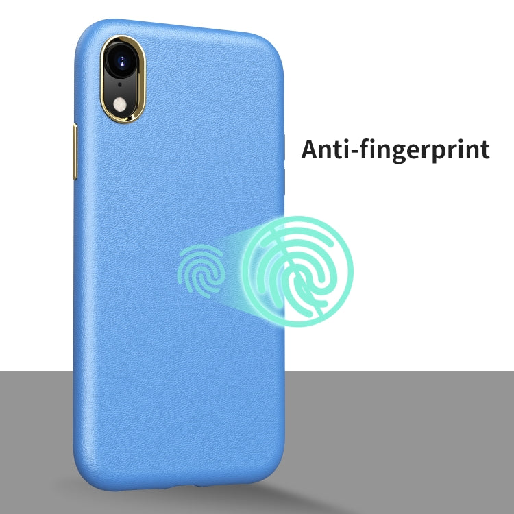 For iPhone XR Electroplating Leather Texture PC + TPU Shockproof Case
