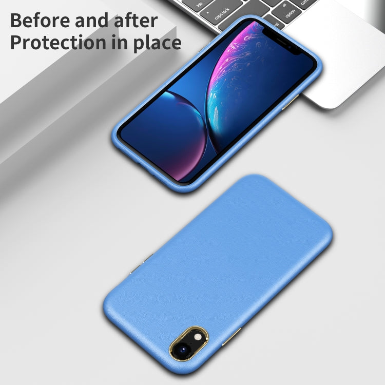 For iPhone XR Electroplating Leather Texture PC + TPU Shockproof Case