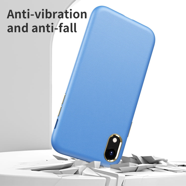 For iPhone XR Electroplating Leather Texture PC + TPU Shockproof Case