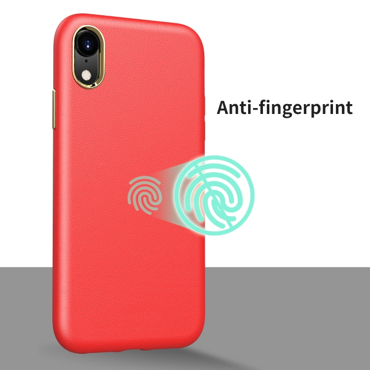 For iPhone XR Electroplating Leather Texture PC + TPU Shockproof Case
