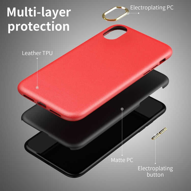 For iPhone XR Electroplating Leather Texture PC + TPU Shockproof Case