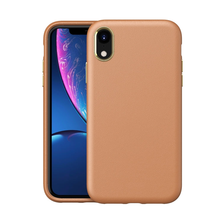 For iPhone XR Electroplating Leather Texture PC + TPU Shockproof Case
