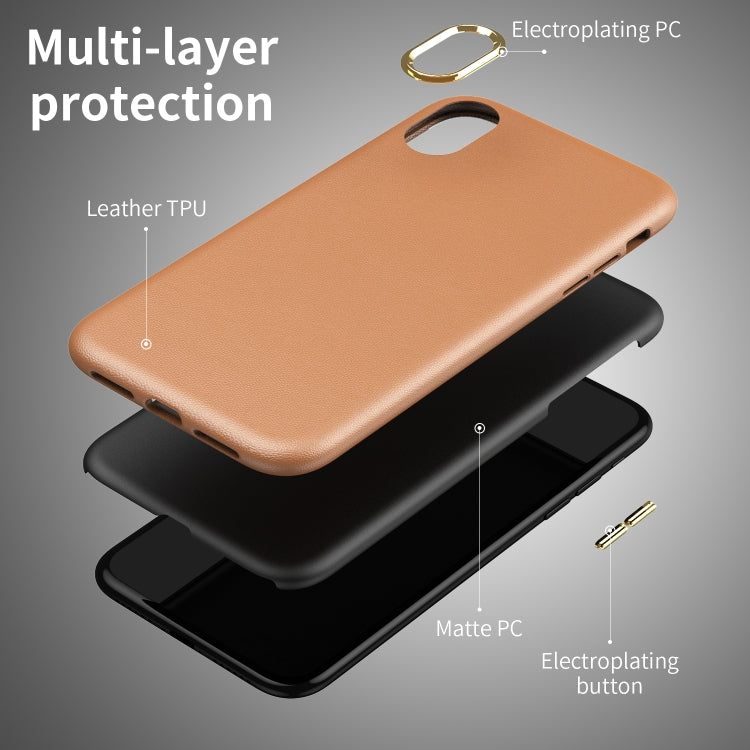 For iPhone XR Electroplating Leather Texture PC + TPU Shockproof Case