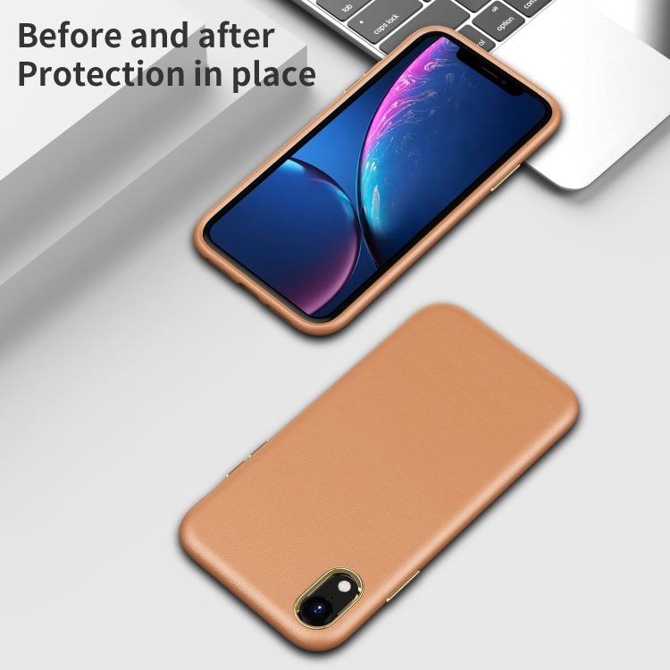 For iPhone XR Electroplating Leather Texture PC + TPU Shockproof Case