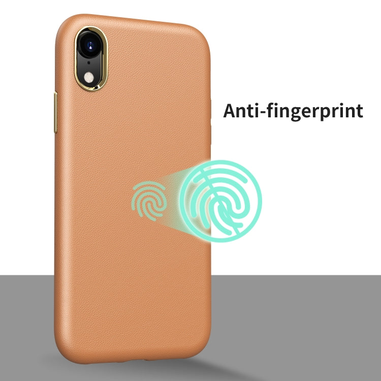 For iPhone XR Electroplating Leather Texture PC + TPU Shockproof Case