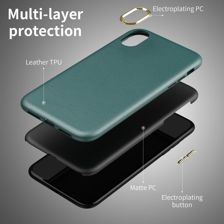 For iPhone XR Electroplating Leather Texture PC + TPU Shockproof Case