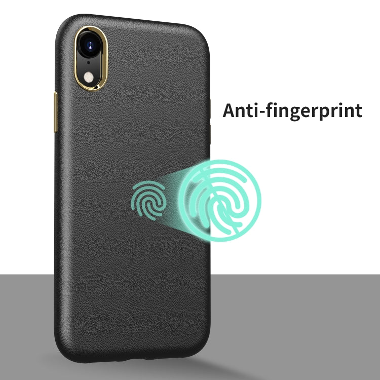 For iPhone XR Electroplating Leather Texture PC + TPU Shockproof Case