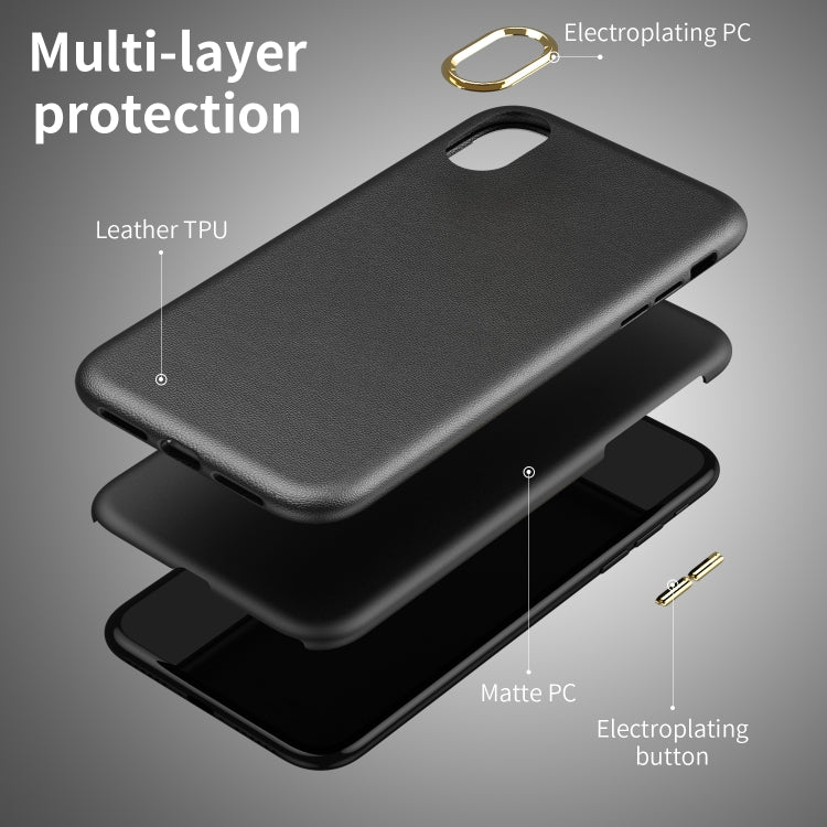 For iPhone XR Electroplating Leather Texture PC + TPU Shockproof Case