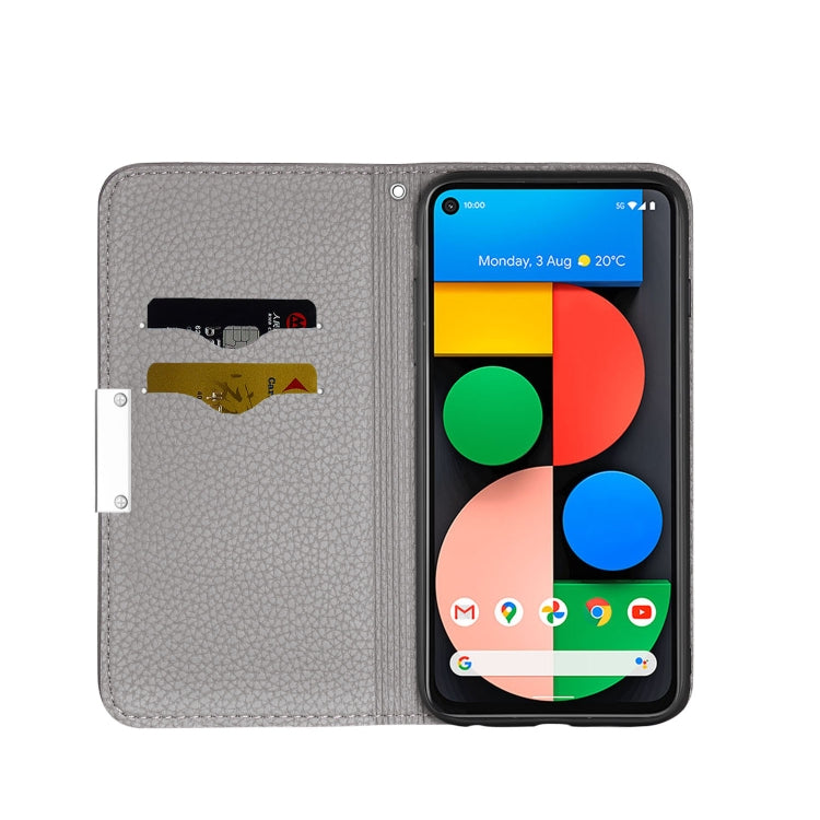 For Google Pixel 5a 5G Litchi Texture Horizontal Flip Leather Case with Holder & Card Slots