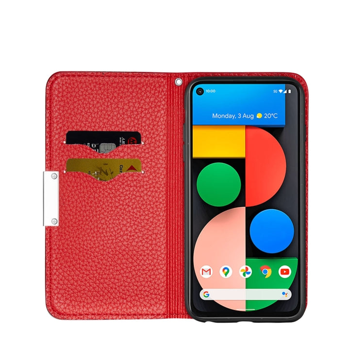 For Google Pixel 5a 5G Litchi Texture Horizontal Flip Leather Case with Holder & Card Slots