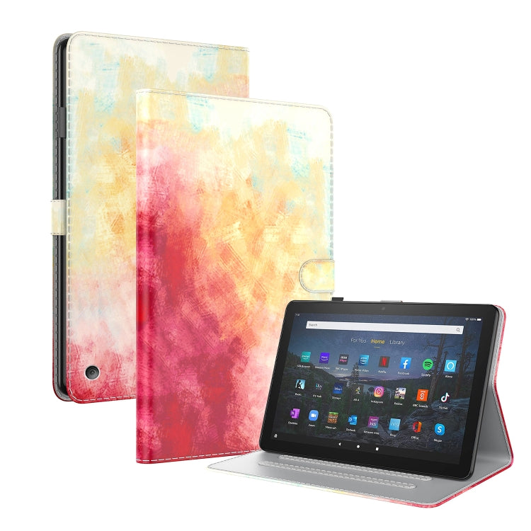 For Amazon Fire HD 8 2020 Watercolor Pattern Skin Feel Magnetic Horizontal Flip PU Leather Case with Holder & Card Slots & Photo Frame & Sleep / Wake-up Function