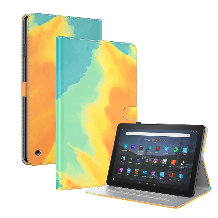 For Amazon Fire HD 8 2020 Watercolor Pattern Skin Feel Magnetic Horizontal Flip PU Leather Case with Holder & Card Slots & Photo Frame & Sleep / Wake-up Function
