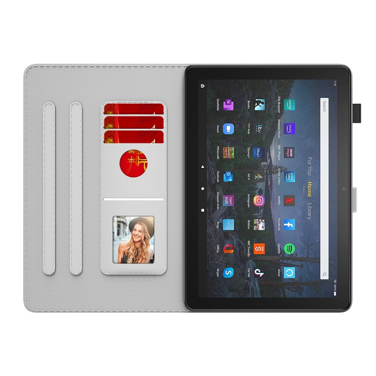 For Amazon Fire HD 8 2020 Watercolor Pattern Skin Feel Magnetic Horizontal Flip PU Leather Case with Holder & Card Slots & Photo Frame & Sleep / Wake-up Function