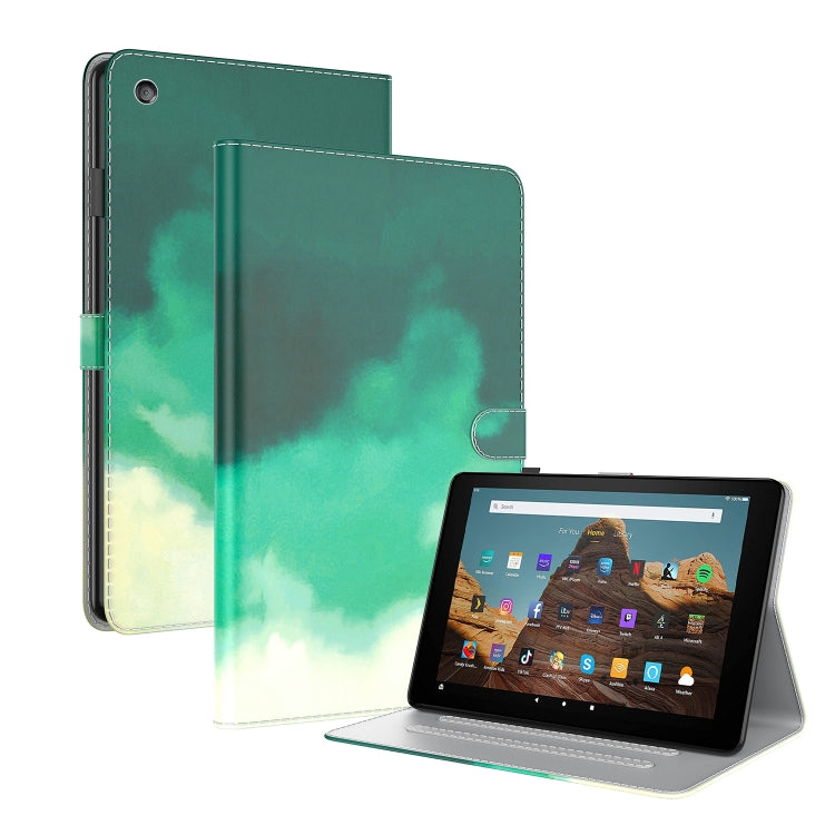 For Amazon Fire HD 10 2019 / 2017 Watercolor Pattern Skin Feel Magnetic Horizontal Flip PU Leather Case with Holder & Card Slots & Photo Frame & Sleep / Wake-up Function