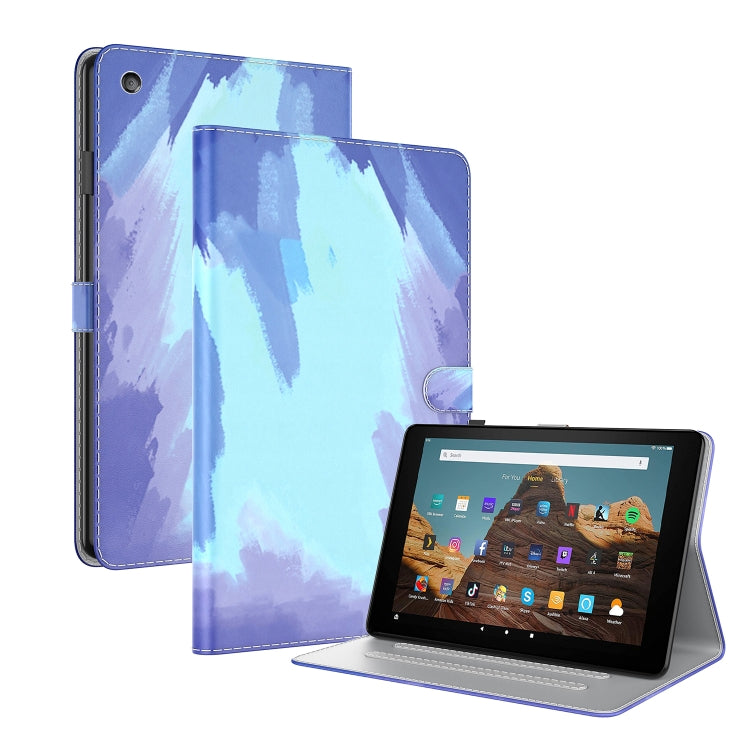 For Amazon Fire HD 10 2019 / 2017 Watercolor Pattern Skin Feel Magnetic Horizontal Flip PU Leather Case with Holder & Card Slots & Photo Frame & Sleep / Wake-up Function