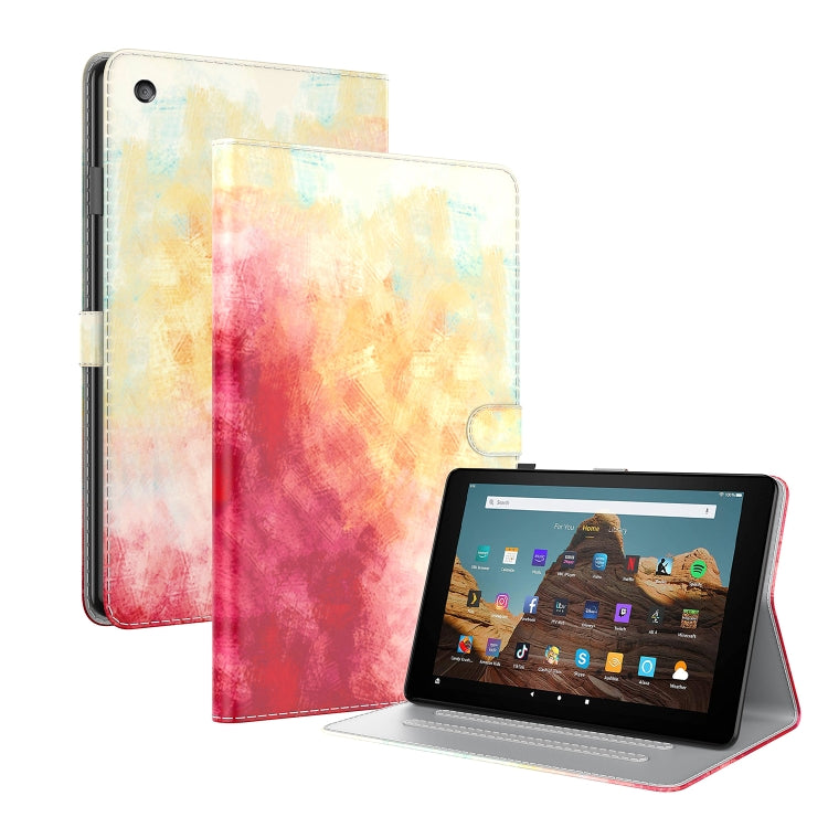 For Amazon Fire HD 10 2019 / 2017 Watercolor Pattern Skin Feel Magnetic Horizontal Flip PU Leather Case with Holder & Card Slots & Photo Frame & Sleep / Wake-up Function