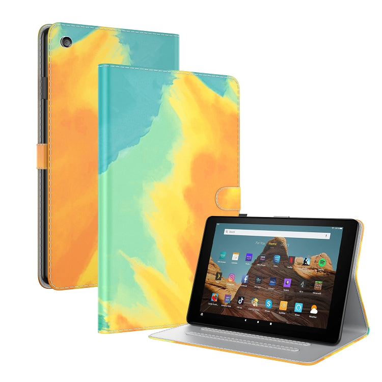 For Amazon Fire HD 10 2019 / 2017 Watercolor Pattern Skin Feel Magnetic Horizontal Flip PU Leather Case with Holder & Card Slots & Photo Frame & Sleep / Wake-up Function