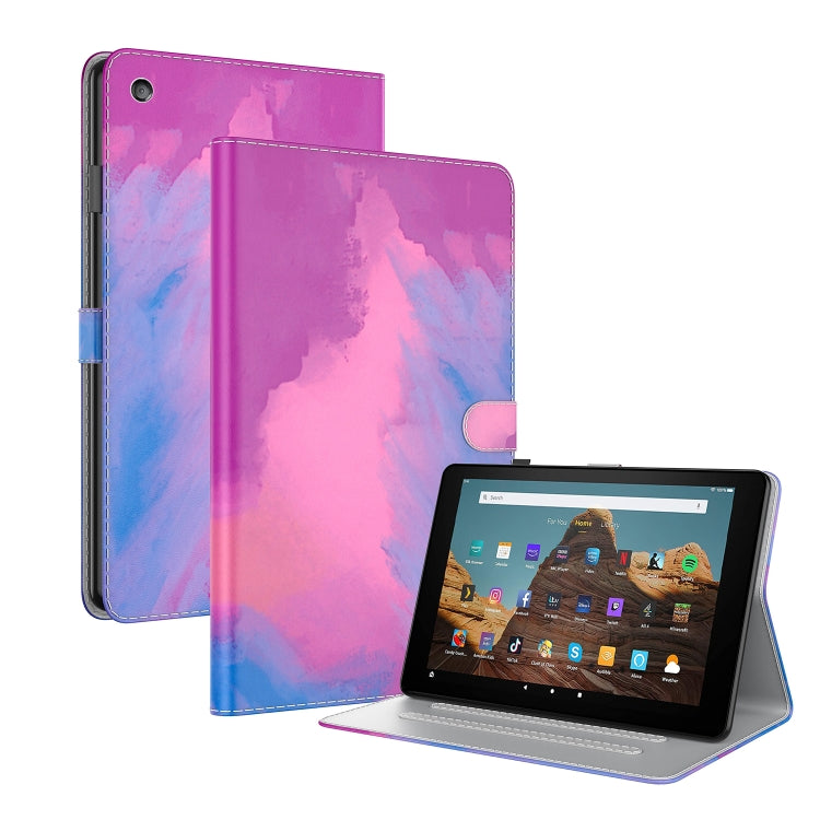 For Amazon Fire HD 10 2019 / 2017 Watercolor Pattern Skin Feel Magnetic Horizontal Flip PU Leather Case with Holder & Card Slots & Photo Frame & Sleep / Wake-up Function