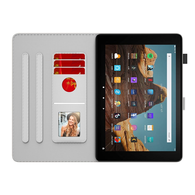 For Amazon Fire HD 10 2019 / 2017 Watercolor Pattern Skin Feel Magnetic Horizontal Flip PU Leather Case with Holder & Card Slots & Photo Frame & Sleep / Wake-up Function