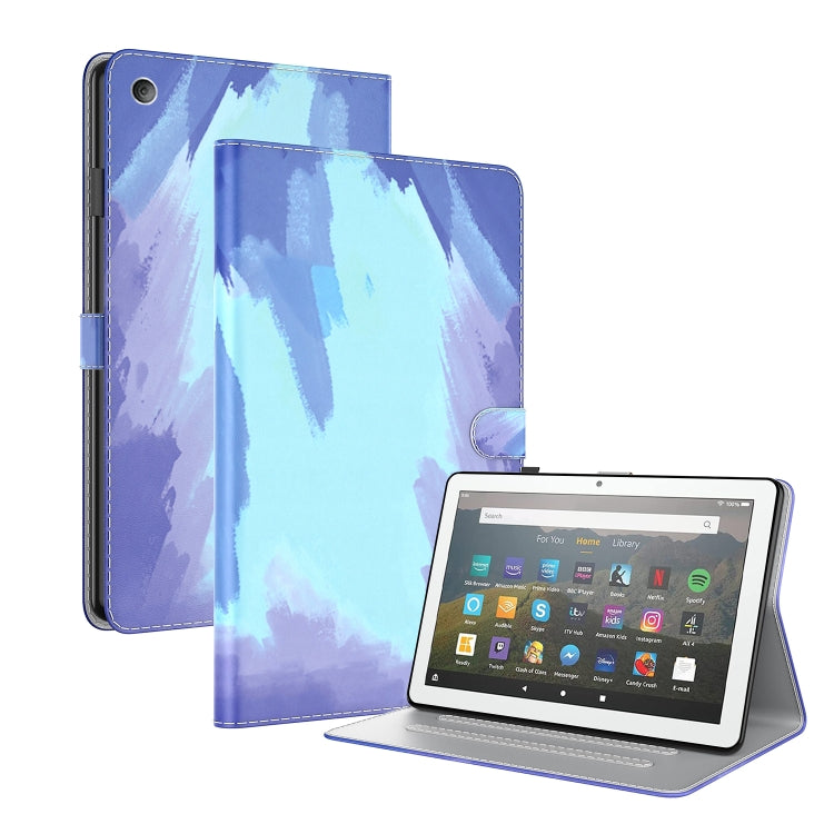 For Amazon Fire HD 8 2018/2017/2016/2015 Watercolor Pattern Skin Feel Magnetic Horizontal Flip PU Leather Case with Holder & Card Slots & Photo Frame
