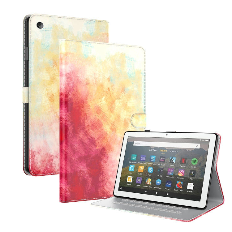 For Amazon Fire HD 8 2018/2017/2016/2015 Watercolor Pattern Skin Feel Magnetic Horizontal Flip PU Leather Case with Holder & Card Slots & Photo Frame