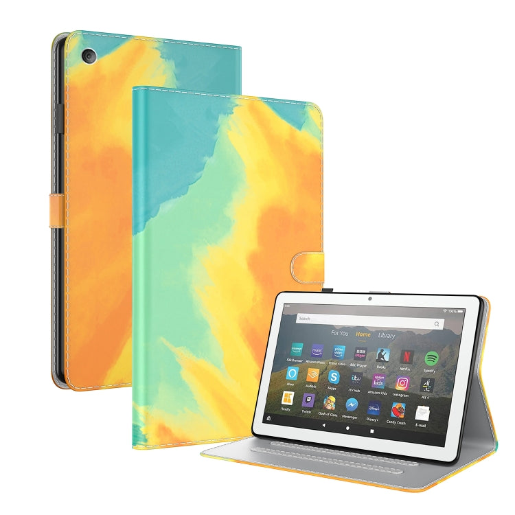For Amazon Fire HD 8 2018/2017/2016/2015 Watercolor Pattern Skin Feel Magnetic Horizontal Flip PU Leather Case with Holder & Card Slots & Photo Frame