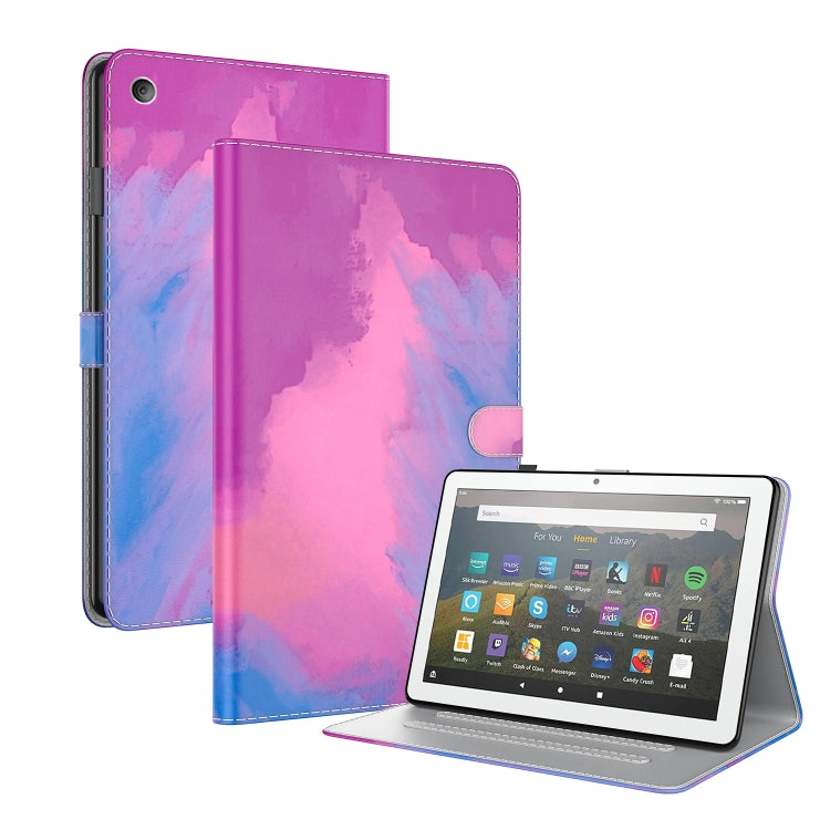 For Amazon Fire HD 8 2018/2017/2016/2015 Watercolor Pattern Skin Feel Magnetic Horizontal Flip PU Leather Case with Holder & Card Slots & Photo Frame