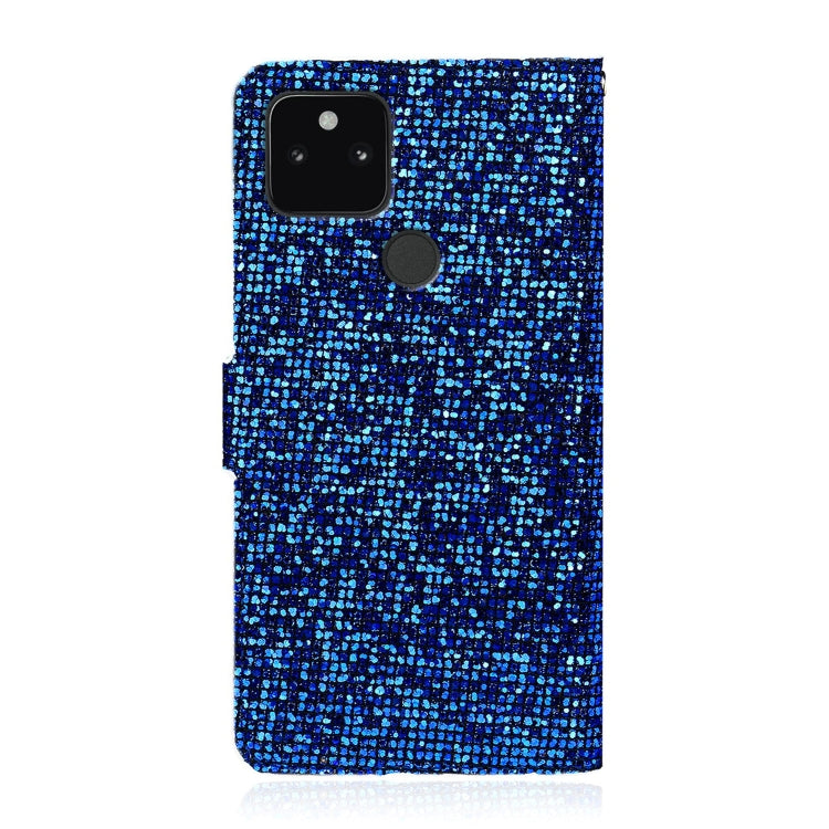 For Google Pixel 5a 5G Glitter Powder Horizontal Flip Leather Case with Card Slots & Holder & Lanyard