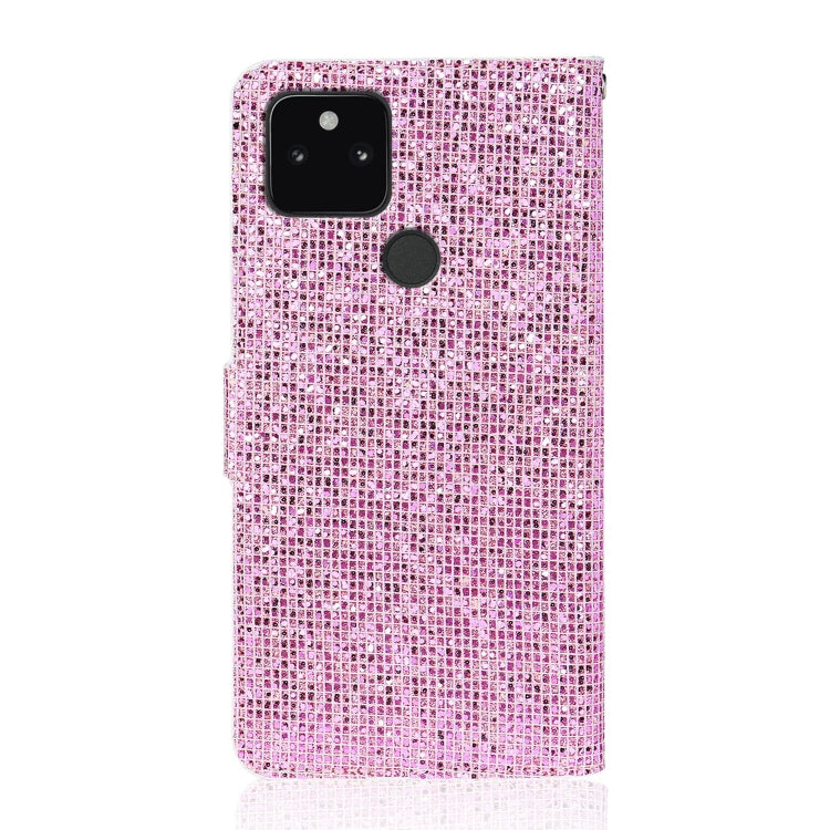 For Google Pixel 5a 5G Glitter Powder Horizontal Flip Leather Case with Card Slots & Holder & Lanyard