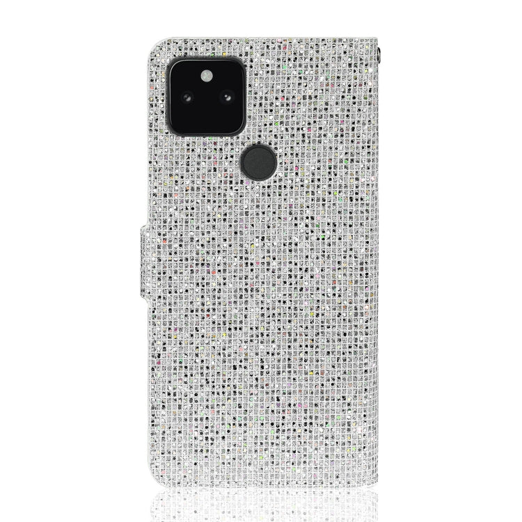 For Google Pixel 5a 5G Glitter Powder Horizontal Flip Leather Case with Card Slots & Holder & Lanyard