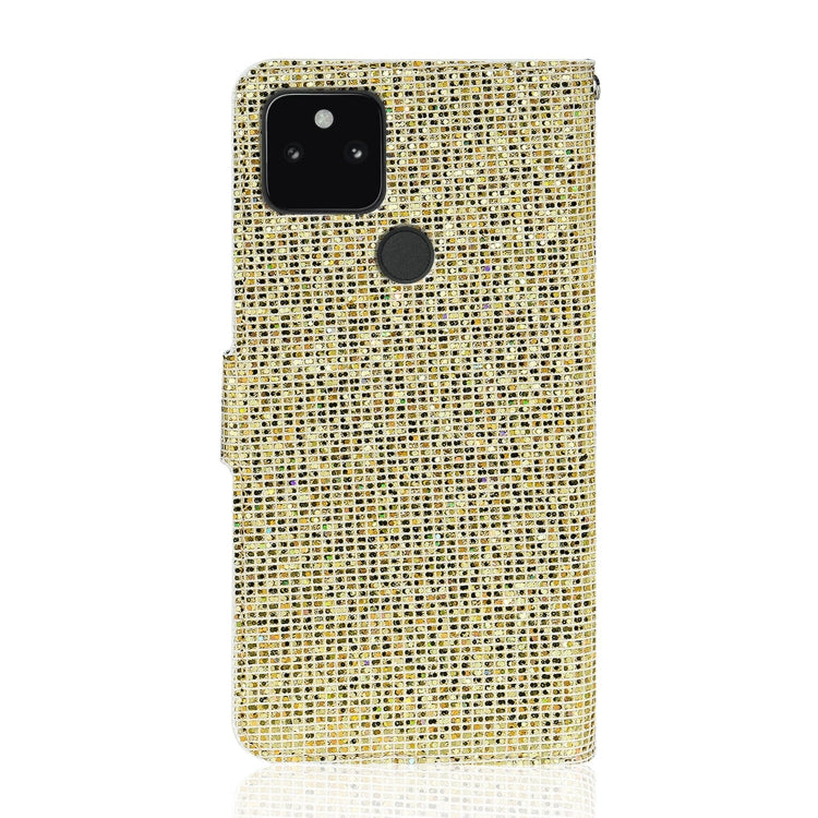 For Google Pixel 5a 5G Glitter Powder Horizontal Flip Leather Case with Card Slots & Holder & Lanyard